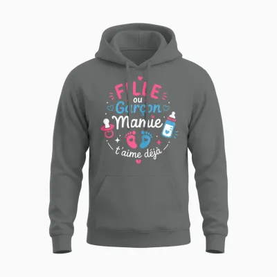 Announcement Pregnancy Granny Baby Shower Sex Baby Girl or Boy Unisex Hoodie - Graphite Heather