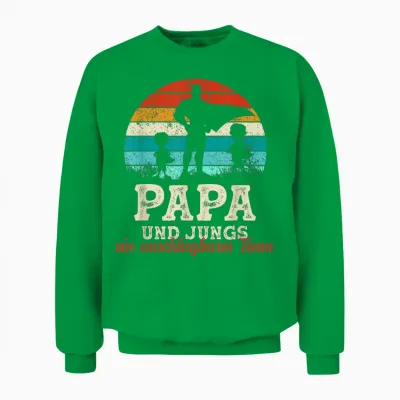 Team Papa Zwei Söhne Kinder Jungs Vatertag Bester Super Papa Unisex Sweatshirt - Irish Green