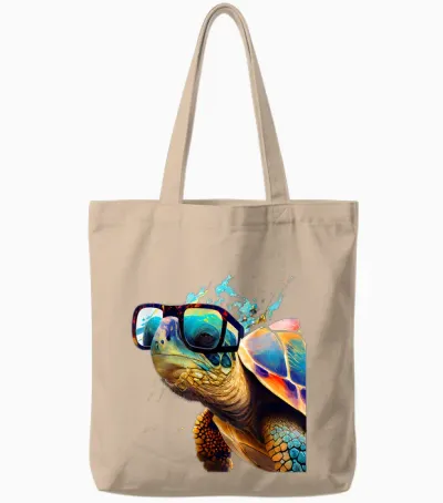 Schildkröte Mit Sonnenbrille Tote Bags - Natural