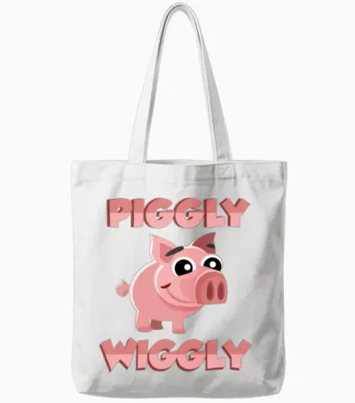 Funny Pig Piggly Wiggly Tote Bags - White