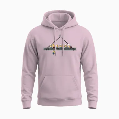 Minions Many Minions on a Crane Unisex Hoodie - Light Pink