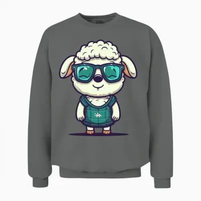 Funny Sheep with Sunglasses Unisex Sweatshirt - Graphite Heather