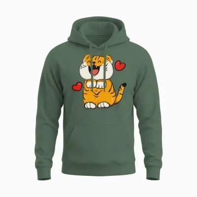 Tiger Funny Unisex Hoodie - Military Green