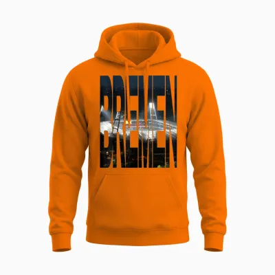 Bremen Weserstadion Bei Nacht T-Shirt, Black, S Unisex Hoodie - Safety Orange