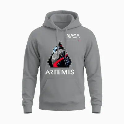 Nasa Artemis Ii Mission Patch Worm Logo Unisex Hoodie - Sport Grey