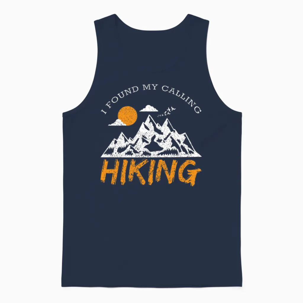 I Found My Calling Hiking I Hiking Trip I Mountain Unisex Tank Top in Navy