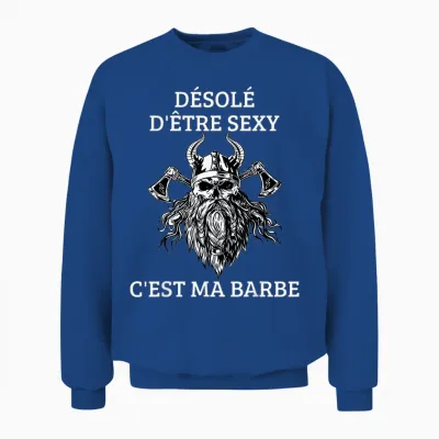 Men's Sorry to Be Sexy Beard Gift for Vikings T-Shirt, Black Unisex Sweatshirt - Royal