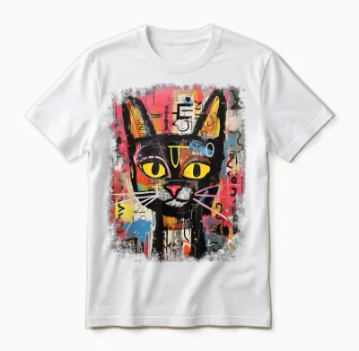 Hip Hop Cat Y2k Vintage Hipster Retro Edgy Streetwear Cat Unisex T-Shirt - White