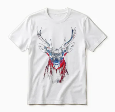 Animal Lover Deer, Abstract Pattern, Portrait, Art, Deer Unisex T-Shirt - White