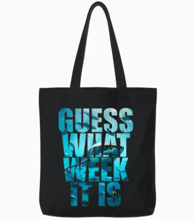 Guess What Week It Is Funny Shark Awareness Support Summer Tote Bags - Black