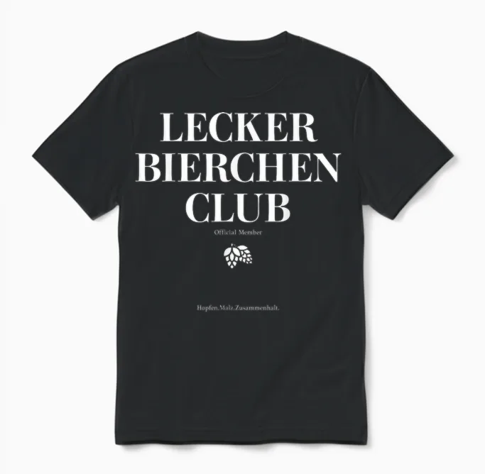 Lecker Bierchen Club. Hopfen Malz Zusammenhalt Lustiges Bier Unisex T-Shirt in Black