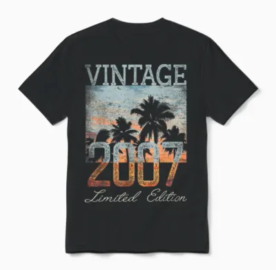 Vintage 2007 Limited Edition 18th Birthday 18 Year Old Gifts Unisex T-Shirt - Black