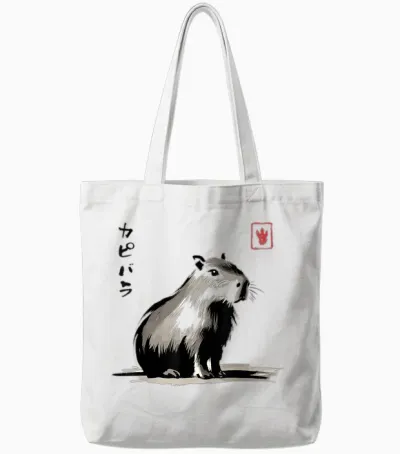Kawaii Capybara Anime Japanisch Streetwear Lustig Capybara Tote Bags - White