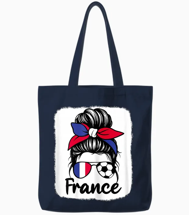 Drapeau De La France Femme Supporters Français Tote Bags in Navy