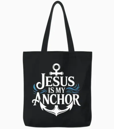 Jesus Is My Anchor Faith Tote Bags - Black