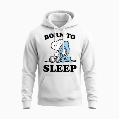 Peanuts - Snoopy Born to Sleep Unisex Hoodie - White