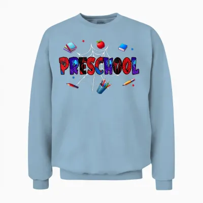 Hello Preschool Squad Spider Back to School Preschool Unisex Sweatshirt - Light Blue