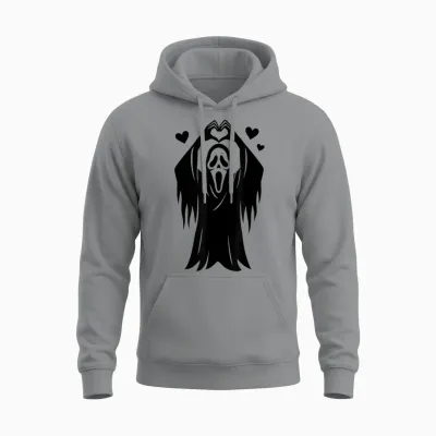 Creepy Horror Ghost Heart Hands, Happy Halloween Unisex Hoodie - Sport Grey
