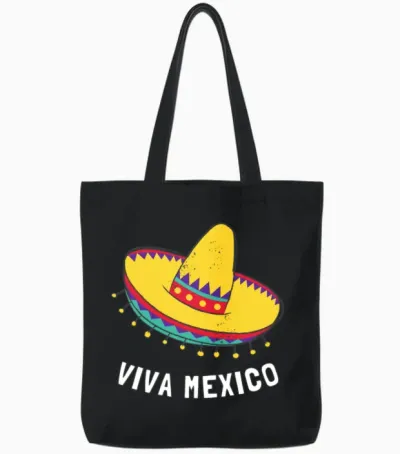 Viva Mexico Independence Day Tote Bags - Black