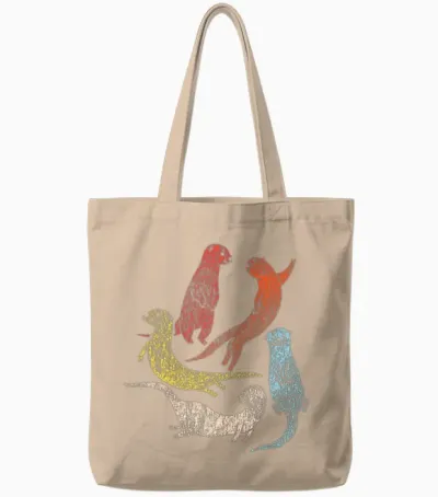 Otter Retro Vintage Tote Bags - Natural