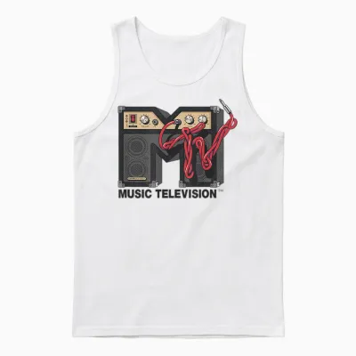 Mtv Amp Speaker Guitar Cable Amplifier Stereo Sound Mtv Unisex Tank Top - White