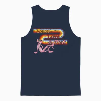The Pink Panther Peace Love and Pink Unisex Tank Top - Navy