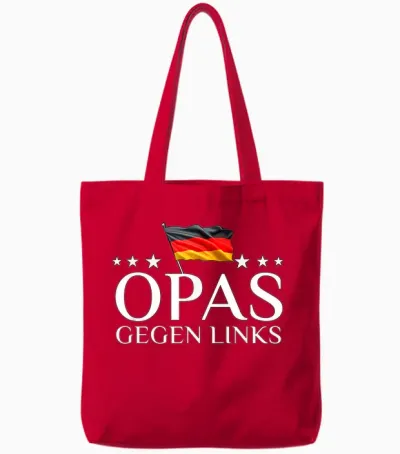 Grandpa Against Left Heimatliebe Germany T-Shirt, Black Tote Bags - Red