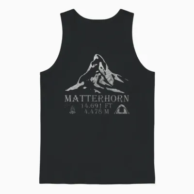 Matterhorn Mountain Hiking Altitude Alps Unisex Tank Top - Black