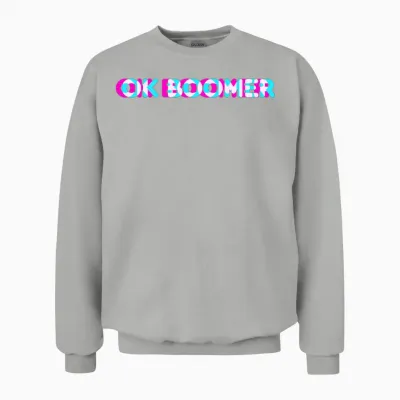 Ok Boomer Meme Funny Anaglyph Type Unisex Sweatshirt - Ash