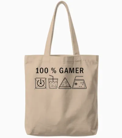 100 % Gamer for Only Gamer Fun Tote Bags - Natural