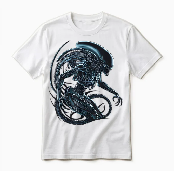 Illustriertes Poster Mit Alien-Xenomorph Unisex T-Shirt in White