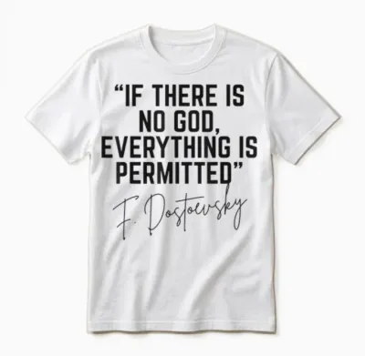 Dostoevsky Quote if There Is No God Everything Is Permitted Unisex T-Shirt - White