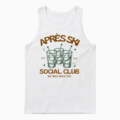 Après Ski Social Club | We Willi Rock You Apres Backprint Unisex Tank Top - White