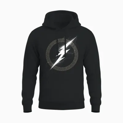 Zeus, Ancient Greek God, Lightning Symbol T-Shirt, Black, S Unisex Hoodie - Black