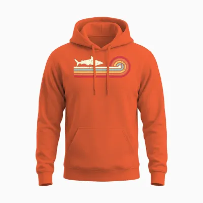 Vintage Retro Shark Silhuette Unisex Hoodie - Orange