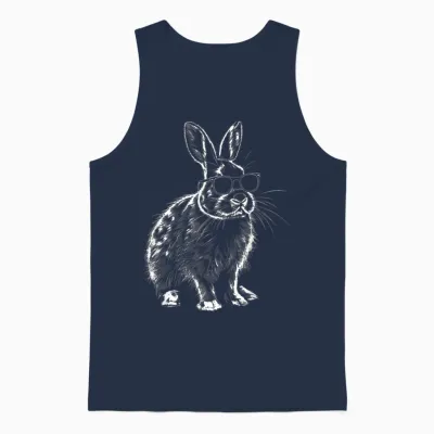 Rabbit Animal Lovers Cute Rabbit Bunny Sunglasses Unisex Tank Top - Navy