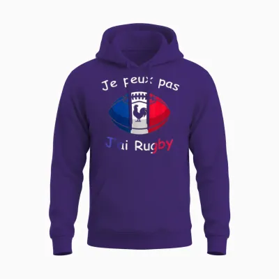 "je Peux Pas J'ai Rugby - Rugby Player Gift Unisex Hoodie - Purple