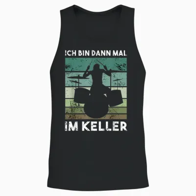 T-Shirt with German Text "ich Bin Dann Mal Im Keller" [ich Bin Dann Mal Im Keller], Black Unisex Tank Top - Black