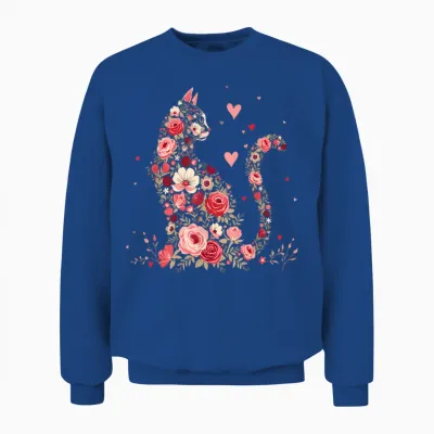 Cute Flower Cat for Cat Owner and Valentine's Day Unisex Sweatshirt - Royal