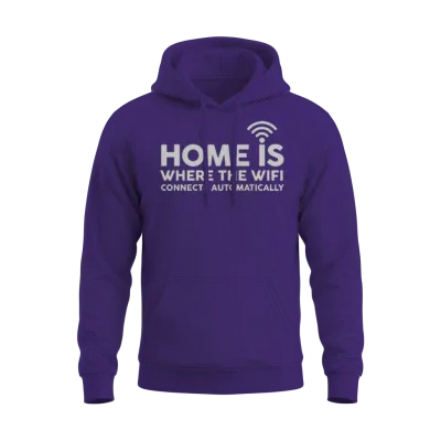 Home Is Where the Wifi Funny Unisex Hoodie - Purple