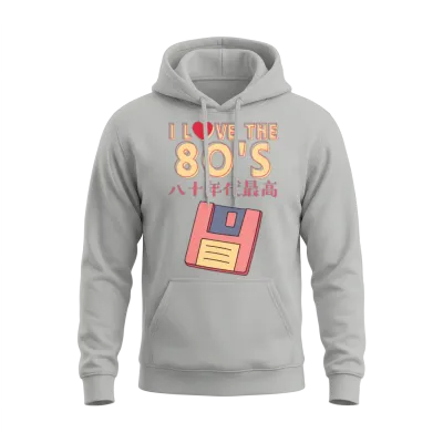 80s Retro Floppy Disk Unisex Hoodie - Ash
