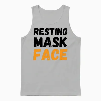 Resting Mask Face Funny Mask Funny Heart Unisex Tank Top - Ash