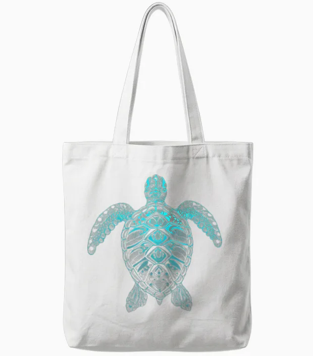 Mandala Schildkröte Tote Bags in White