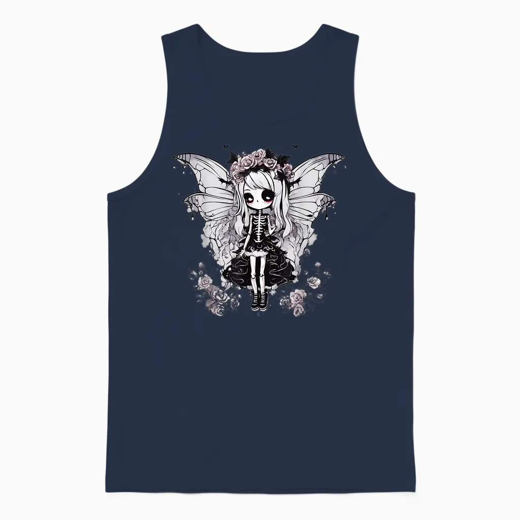 Skeleton Fairy Anime Goth Kawaii Unisex Tank Top in Navy