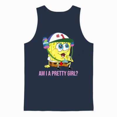 Spongebob Squarepants - Am I a Pretty Girl? Unisex Tank Top - Navy