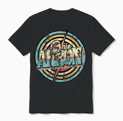 Akron Ohio Retro Unisex T-Shirt - Black