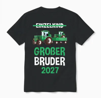 Kinder Großer Bruder 2027 Tshirt Traktor Unisex T-Shirt - Black