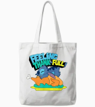 Amazon Essentials Stitch Thanksgiving Turkey Feeling Thank-Full Tote Bags - White