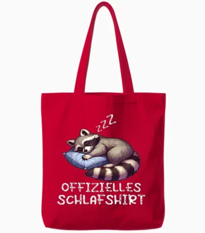Official Sleepshirt Raccoon Cute Raccoon T-Shirt, Black Tote Bags - Red