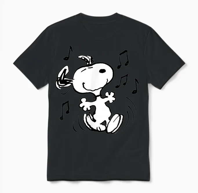 Peanuts - Snoopy Dancing T-Shirt, Blue Unisex T-Shirt in Black